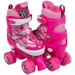 Ролики квады RS-0039 M (34-38) с подсветкой розовые