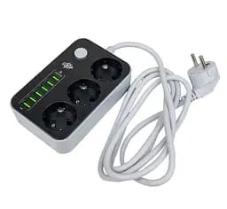 Сетевой фильтр-удлинитель LogicPower LPF24-USB6, 3x220V-2500W, 6xUSB-3.4A - мініатюра 3