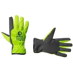 Рукавички робочі захисні Intertool комбінована козяча флуоресцентна шкіра зелена 10"