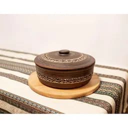 Супнник із ручками 2,5 л керамічний (глиняний) з орнаментом