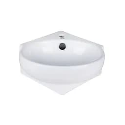 Умивальник Qtap Leo N підвісний угловая овальний 380x360x130 мм White + донний клапан PU02O, Білий - мініатюра 3