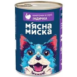 Уценка. Влажный корм для взрослых собак М'ясна Миска кусочки в соусе с индейкой 1.24 кг