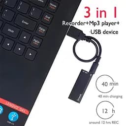 Мініатюрний диктофон з активацією голосом Savetek 200 (GS-R01s), 8 Гб, Mp3, VOX, 8 годин запису (100301) - мініатюра 6