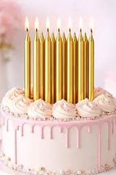 Набір свічок для торта 12 шт. золоті, тонкі святкові свічки slim candles для дня народження, декоративні свічки для прикрашування - мініатюра 2