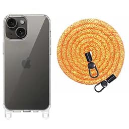 Чохол Epik TPU Transparent with Straps для Apple iPhone 15, 6.1 Orange/White