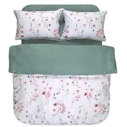 Постільна білизна Lotus Home Umana сатин євро біло-зелена (svt-2000022346542)