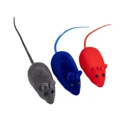 Іграшка для котів Nunbell Миша велюрова з пискавкою 3 шт. сіра/синя/червона (YM0103)