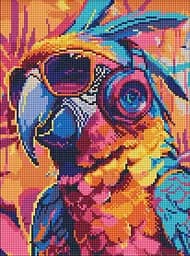 Набір з алмазною мозаїкою на підрамнику Стильний папуга Ideyka AMO8112, 30x40 см