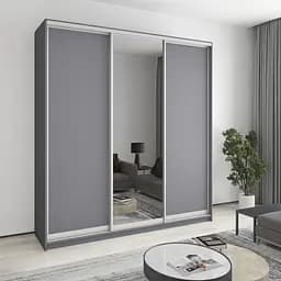 Шкаф-купе трехдверный MebelStar Стандарт AL 2ДСП/Зеркало 220x60x240 см Антрацит (MBS-1840)