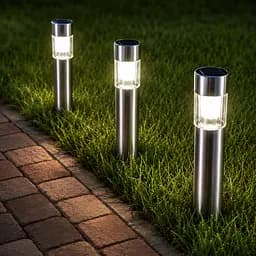 Світильники для газону Warm Solar Pillar Light Світлодіодний світильник на сонячній батареї 2 шт - мініатюра 2