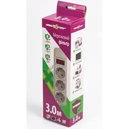 Фильтр питания Maxxter 3 розетки, 3м, белый (SPM3-G-10G)
