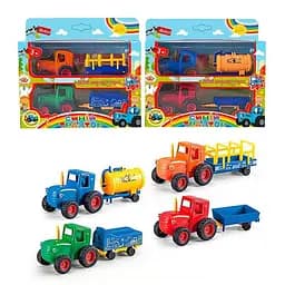Набор тракторов 28495 "Синій Трактор" 28495, металлопластик, 2шт с прицепами, в коробке (6945672024104) Микс