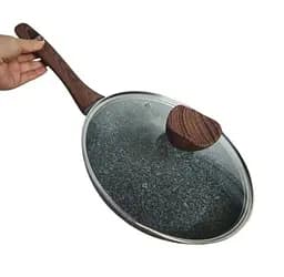 Універсальна сковорода Rainberg RB-752 з антипригарним мармуровим покриттям 28 см з кришкою