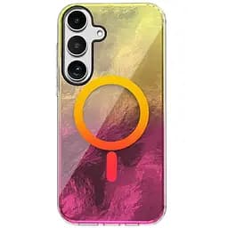Чехол TPU Shiny Mountain (MagFit) для Samsung Galaxy S25 FE Yellow / Pink