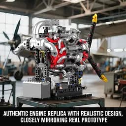 Конструктор двигун  Mould King авіаційний радіальний Radial Aviation Engine  моторозований дитячий мотор 1147 деталей - мініатюра 6