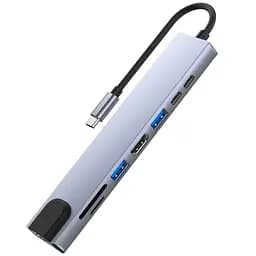 Хаб USB 8-in-1 Grey GTL teh0019583 - мініатюра 3