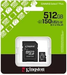 Memory card microSDXC 512GB Kingston Canvas Select Plus Gen3 C10 A1 Retail + adapter - мініатюра 3