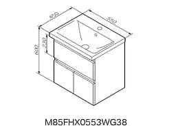 Тумба з раковиною AM.PM X-Joy підвісна 55, білий глянець M85-FHX0553-WC0553WG38, Білий - мініатюра 2