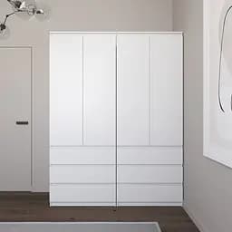 Шафа для одягу Vays зі штангою та полицями, 6 шухляд, комплект з 2 шаф R9+R16 Білий