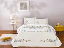 Постільна білизна з покривалом-піке Charmy Mavi / простирадло на резинці Tac pbe0051411