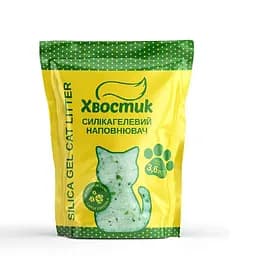 Силикагелевый наполнитель Хвостик для кошачьего туалета с зелеными гранулами большая фракция 3.6 л