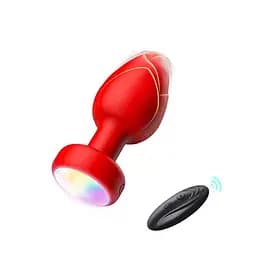 Анальна пробка що світиться з вібрацією і Д/У Light Anal Plug 3,5х9 см червона