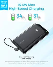 Портативний зарядний пристрій Anker - 20000 mAh 22.5W USB-C Cable Black (7227883) - мініатюра 2