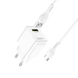 Мережевий зарядний пристрій з кабелем Hoco C98A Proton single port QC3.0 charger set Type-C білий - мініатюра 3