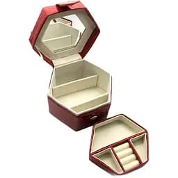 Шкатулка для украшений шестигранная крокодиловая кожа 13х14.5х10 см (we1001)