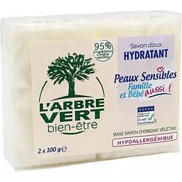 Тверде мило L'Arbre Vert для чутливої шкіри 200 г (2 шт. по 100 г)
