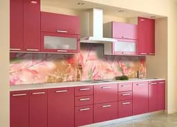 Кухонний фартух Рожеві Магнолії для кухні наклейка ПВХ рослинна Абстракція 65х250 см Happy Pocket Z180433 - мініатюра 2