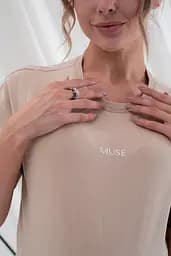 Футболка для вагітних і годуючих мам оверсайз із секретом годування Muse M Юла Мама бежевий - мініатюра 3