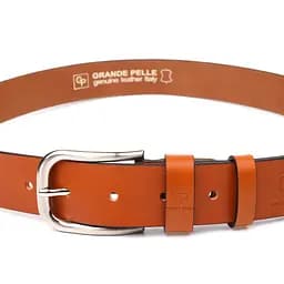 Якісний ремінь для чоловіків з натуральної шкіри Grande Pelle 21472 рудий 120 см - мініатюра 4