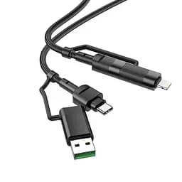 Кабель Hoco Combo 4 в 1 Type-C/USB к Type-C/Lightning Moulder U106 черный
