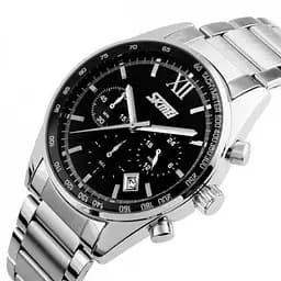 Мужские наручные часы Skmei Tandem 9096 Серебристые с черным