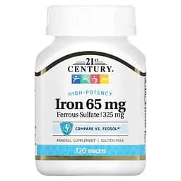 Залізо 21st Century Iron 65 mg High-Potency, 120 таблеток