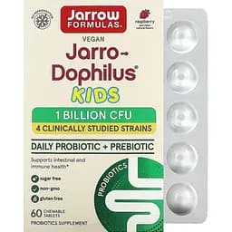 Пробиотики Jarrow Formulas Jarro-Dophilus Kids Probiotic + Prebiotic со вкусом малины 1 млрд 60 жевательных таблеток