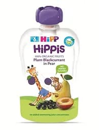 Органическое фруктовое пюре HiPP HiPPiS Pouch Груша-слива-смородина, 100 г