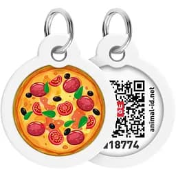 Адресник для собак і котів Waudog Smart ID з QR паспортом Піца 25 мм