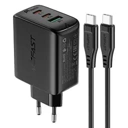 Зарядное устройство для Acefast A13 USB/2 Type-C QC PD 65W черный + кабель Type-C to Type-C