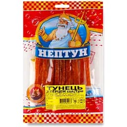 Рибний снек Нептун Тунець з перцем солоно-сушений 70 г