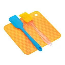 Кондитерский силиконовый набор из трех предметов: подставка под горячее, кисточка и лопатка, Kitchen Master 86567