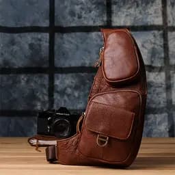 Чоловіча сумка через плече із зернистої натуральної шкіри Vintage 15х35х3 см sum0027488 - мініатюра 9