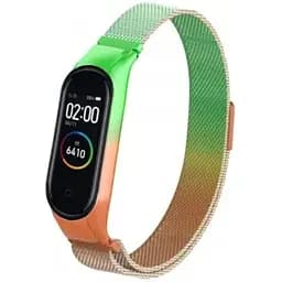 Браслет BeWatch для Mi Band 5/6 міланська петля з магнітною застібкою Ремінець Оранжево Салатовий (1540220)