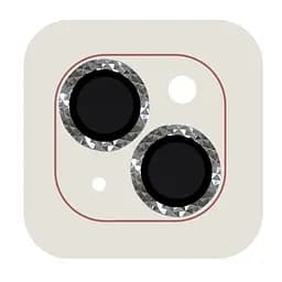 Захисне скло Metal Shine на камеру (у упак.) для Apple iPhone 15 (6.1) / 15 Plus (6.7) Срібний / Silver