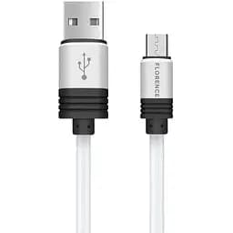 Кабель Florence Silicone microUSB 1m 3A White (FL-2205-WM) - мініатюра 2