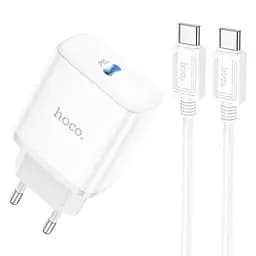 МЗП Hoco C104A PD20W (1USB-C) + кабель Type-C to Type-C White