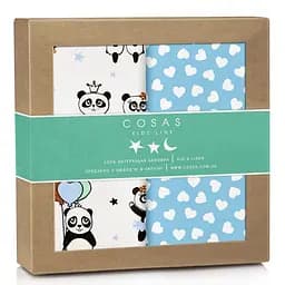 Пелюшки багаторазові Cosas дитячі Panda Star 2 шт., 80х100 см, бірюзові