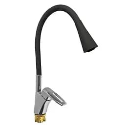 Смеситель для кухни однорычажный Zegor NOF4-F033KB гибкий гусь Черный 30412