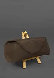 Кожаный чехол для очков с клапаном на магните Темно-коричневый Crazy Horse